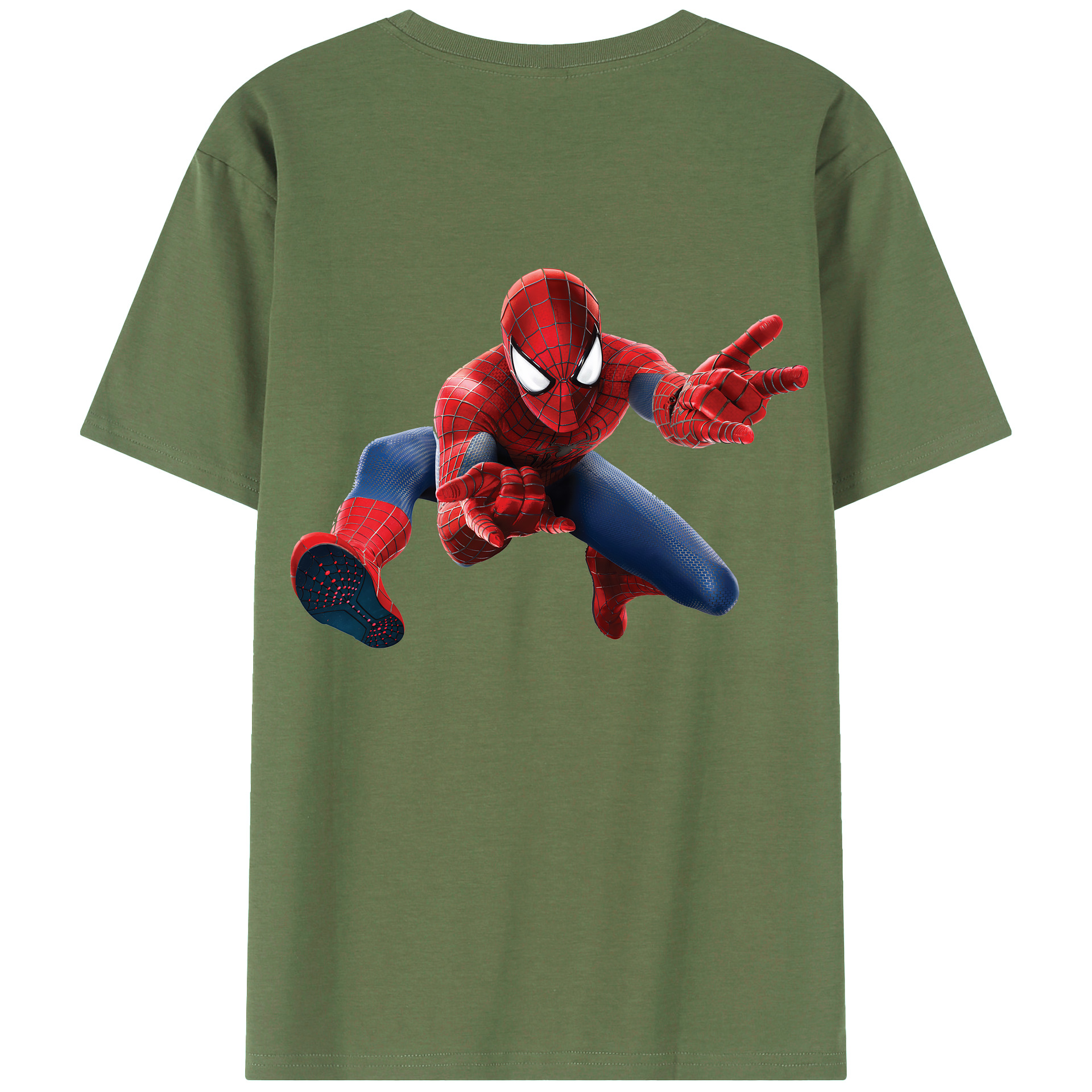 （画像用） Spider Man スパイダーマン 綿100％ メンズ半袖Tシャツ（バックプリント） 通気性